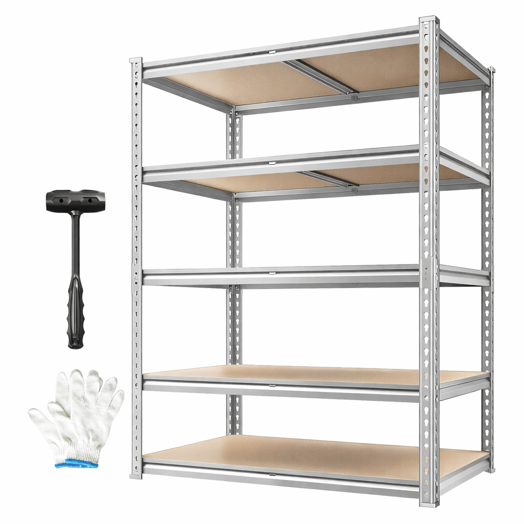 5-Tier Adjustable Metal Shelving Unit with 915 kg Capacity – FlexiRack™
