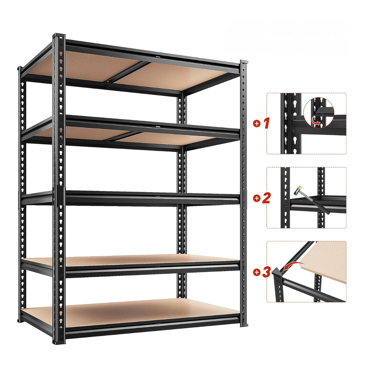 5-Tier Adjustable Metal Shelving Unit with 915 kg Capacity – FlexiRack™